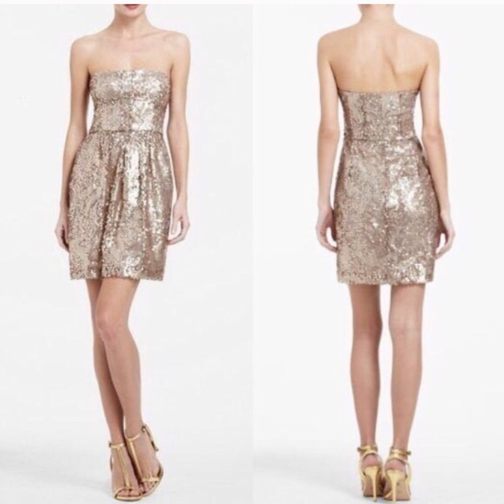 BCBG Gold Sequin Cocktail Dress